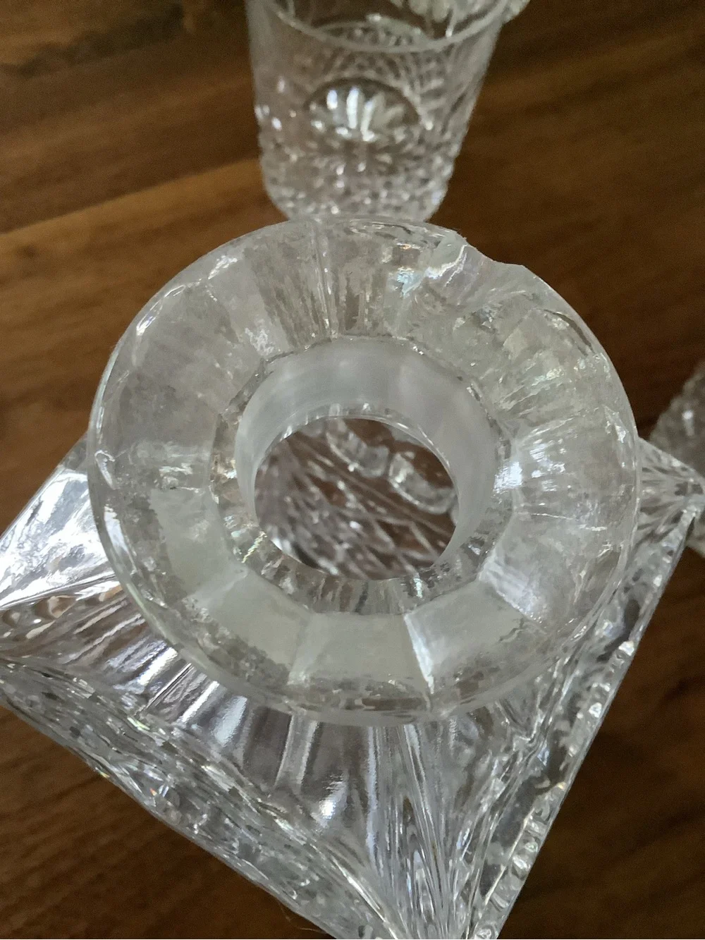 Vintage Clear Cut-Glass Decanter Set with Four old-fashioned glasses